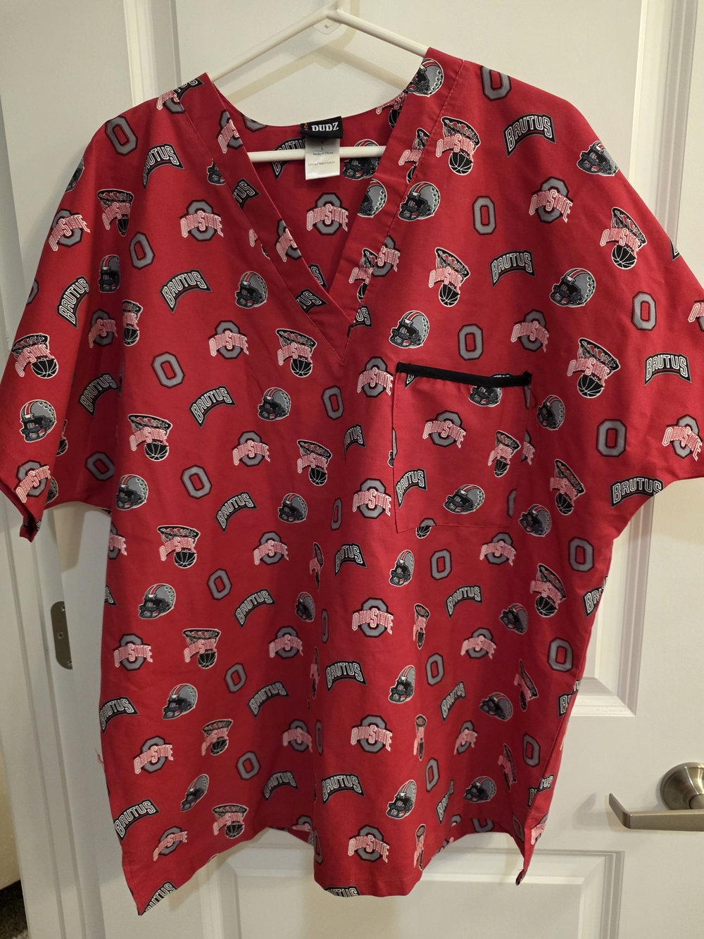 Ohio State Red Printed Men’s Scrub Top And Pants LARGE